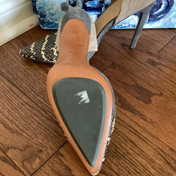 L.A.M.B. (Gwen Stefani) Snakeskin Pattern Pointed Toe Leather 9.5M D’orsay Heels - Picture 11 of 16